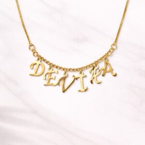 Personalized name necklace. 1 year anti tarnish warranty