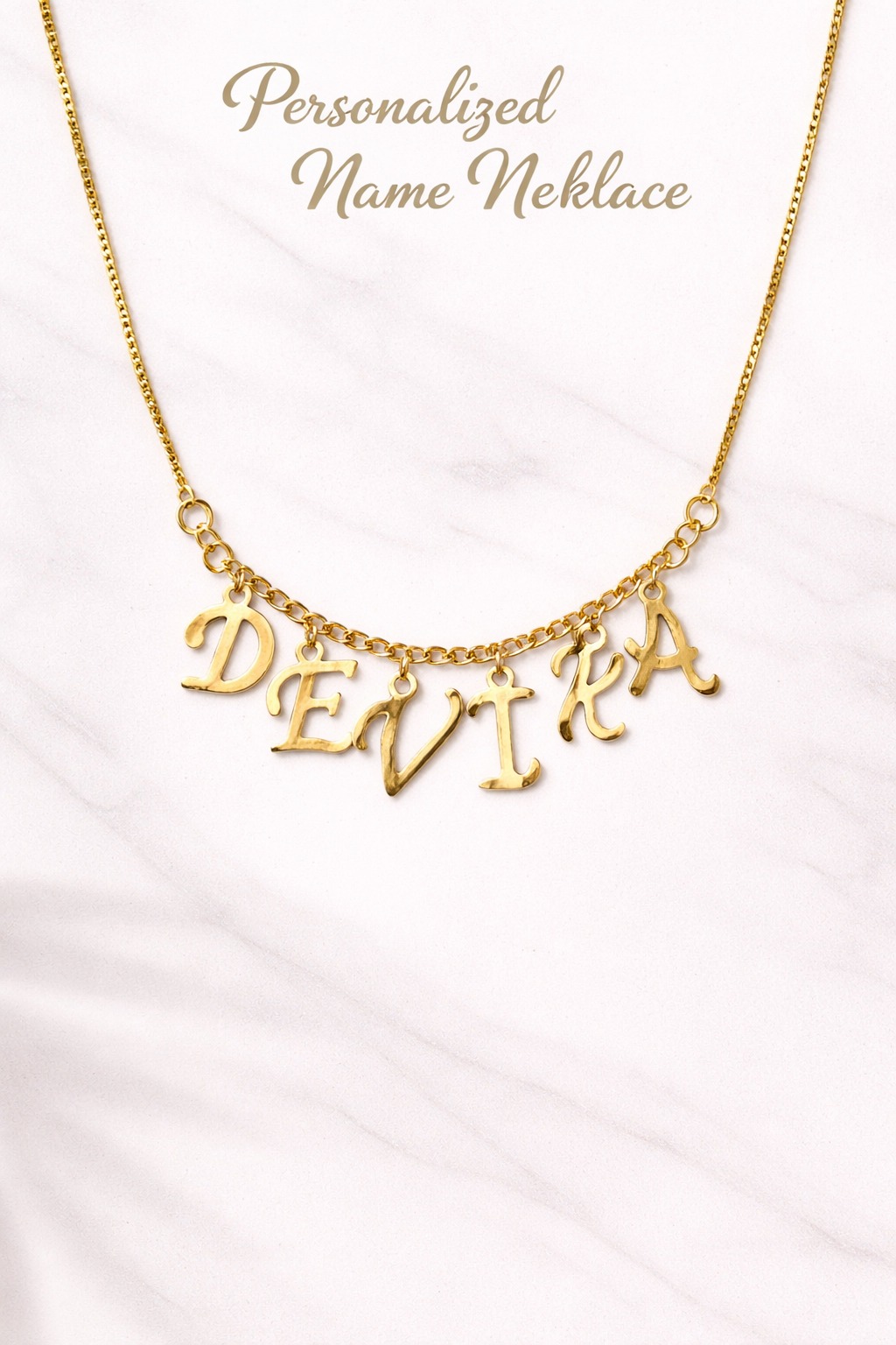 Personalized name necklace. 1 year anti tarnish warranty