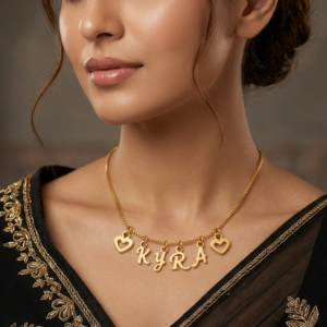 Personalized Gold Letter Necklace with Hearts